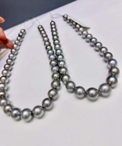 Tahitian pearl necklace grey color 12-14mm