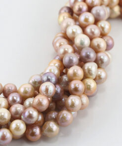 10-11mm AA grade mixed color round baroque freshwater pearl strand