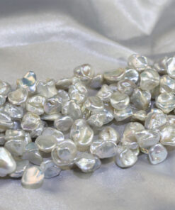 10-12mm side drilled Natural Freshwater Pearl White Keshi Shape Beads string