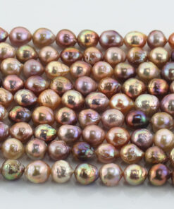 10-11mm AA grade mixed color round baroque freshwater pearl strand