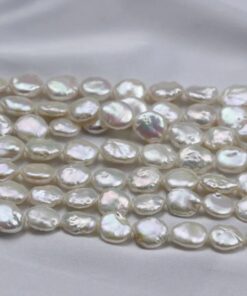 12-13mm AA grade white freshwater coin shape natural pearl strand