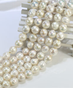 13-14mm wrinkle round baroque large big size edison natural freshwater pearl strand