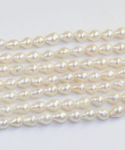 6-7mm nucleated drop shape rice pearl bead strands wholesale