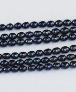 7-8mm black color freshwater pearl irregular rice pearl bead strands