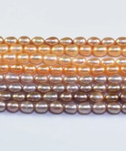 7mm rice freshwater pearls peach and purple color natural pearl strand