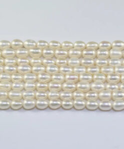 7mm rice shape freshwater pearls white color natural pearl strand