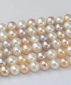 8-9mm off round multi color natural real genuine freshwater pearl string strand