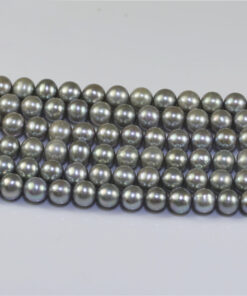 9-10mm round grey cultured natural real freshwater pearl string wholesale