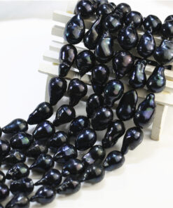 15*20mm High Luster black Baroque Freshwater Pearl Strand