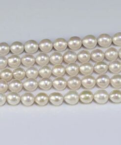 9-10mm nucleated round off round white color pearl strand wholesale price