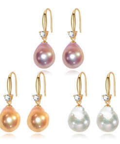10-11mm 925 sterling silver natural real pearl statements earrings