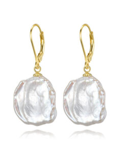 13-15mm keshi 925silver Freshwater Natural Pearl Stud Earrings