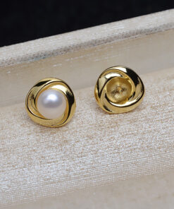 5mm Button 3A grade fashion Natural Freshwater Pearl Flower Earrings