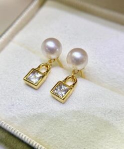 5mm button 3A grade Genuine 925 Silver Double Natural Pearl Earrings