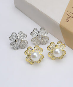 5mm button shape natural pearl fashion Jewelry Earrings