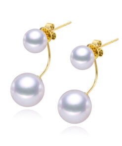 6.5-7mm and 8.5-9mm round 18k gold large pearl statement earrings