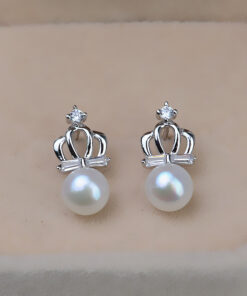 6mm button High Quality Natural Freshwater Pearl Chain Earrings