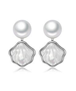 7mm button Factory double sided round natural shell pearl earring