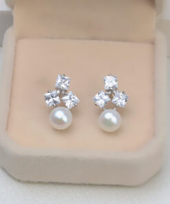 7mm button shape New Freshwater Pearl earring wholesale