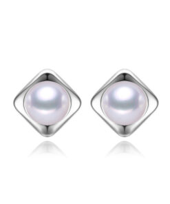 8.5-9mm button 3A silver and golden color fitting freshwater pearl earrings