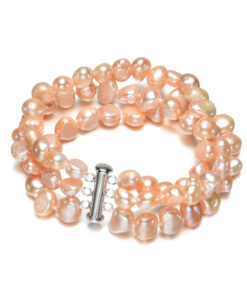 8mm baroque AA 3rows wholesale cultured freshwater pearl bracelet
