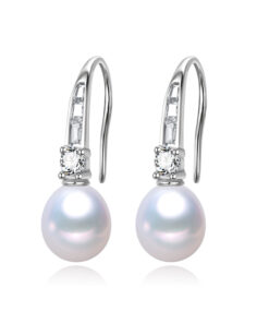 8mm Cubic Zirconia Women Freshwater Pearl Vintage Earrings