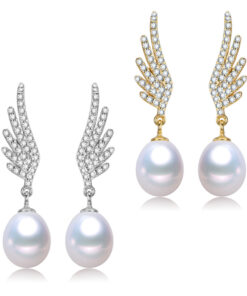 8mm drop shape 3A grade white color 925 silver freshwater pearl earrings
