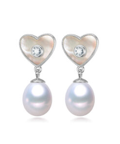 8mm drop white 925 Silver Girl Simple Stud Earrings Fine Jewelry