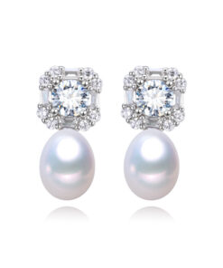 8mm drop white Pearl Dangle Earring Ladies Natural Freshwater Pearl