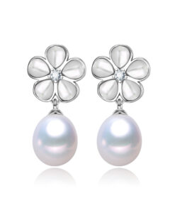 8mm flower shape Fancy design freshwater pearl earrings