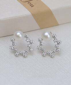 925 Silver 8mm Natural Fresh Water Pearl Earring button pearls