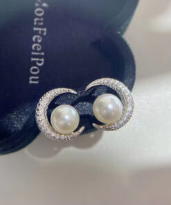 Earrings Freshwater Pearl Zirconia Diamond Hoop Stud Earrings