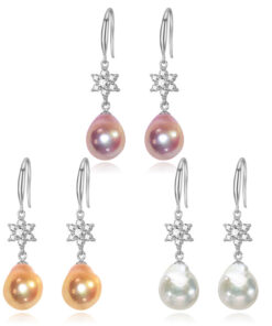 10-11mm baroque silver zircon and freshwater pearl earring wholesale