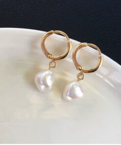 9mm 3A baroque irregular cultured freshwater pearl earring