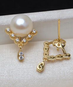 9mm button Pearl Earrings Elegant S925 Sterling Silver Stud Earrings