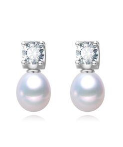 8mm drop Women beautiful s925 sterling silver freshwater pearl earrings