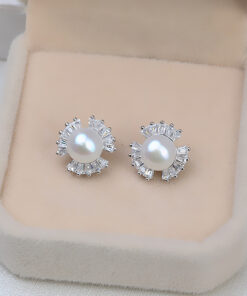 6mm 3A grade natural Button Pearls Earrings 925 Sterling Silver Earrings