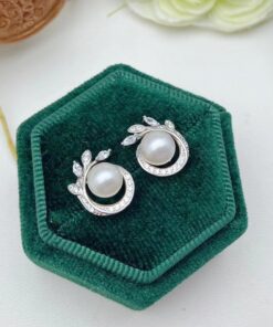 Natural freshwater pearl earring 8mm button natural pearl earrings