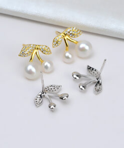 4&7mm Pearl Stud Earrings Natural Freshwater Pearl CZ beads Earrings