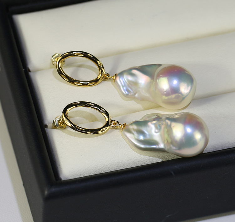 edison baroque freshwater baroque pearl earrings wholesale - Image 2