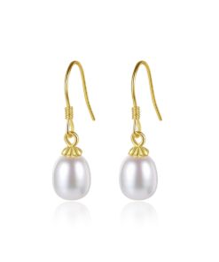 gold plated 925 sterling silver women freshwater drop pearl earrings