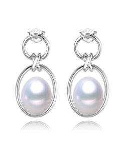 real genuine natural freshwater Pearls 8mm Silver Earrings jewelry