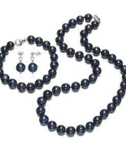 10-11mm off round natural pearl necklace and bracelet set
