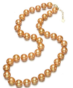10-11mm round edison AA golden color chain pearl necklace