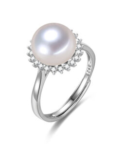 10mm button 3A 925 sterling silver nice fashion freshwater pearl rings
