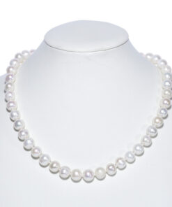 11-12mm off round AA- Traditional Real White Freshwater Pearl Necklace