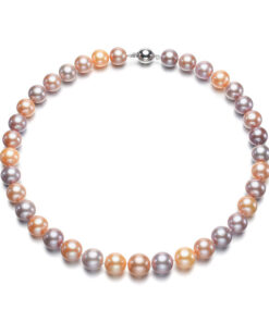 11-13mm mixed color natural round shape statement pearl necklace