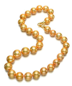 11-13mm round AA golden color cultured pearl jewelry real pearl necklace