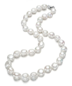 12mm white nugget baroque women jewelry freshwater pearl necklace