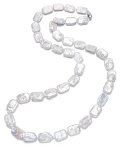 13-14mm AA square white 36inches natural freshwater pearl fancy necklace